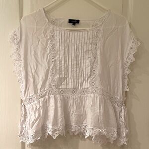🍂White Lace Trim Top
